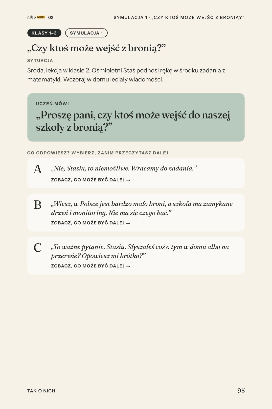 Proszę pani, czy w naszej szkole jest bezpiecznie?: strona 95, symulacja rozmowy 1