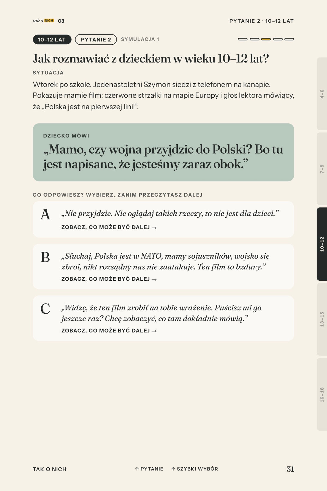 Mamo, a jeśli będzie wojna? Symulacja rozmowy z dzieckiem 10–12 lat